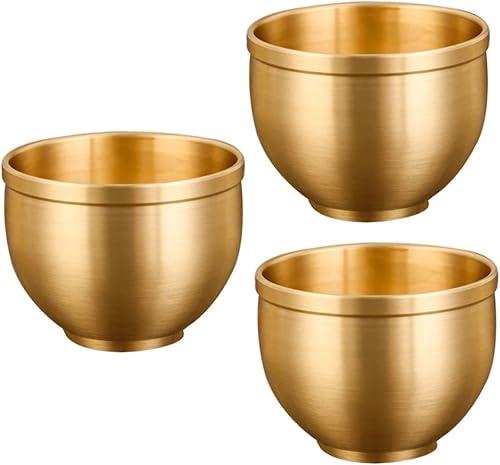 Ciieeo 3pcs Brass Altar Cup Water Offering Cup for Tea Ceremony for Travel Picnic