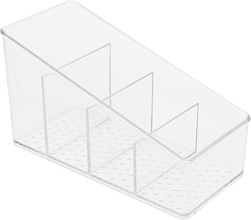 Luxshiny 4-Compartment Tea Bag Organizer, Clear Tea Bag Holder, Coffee Packet Storage Box for Home Cabinet and Countertop