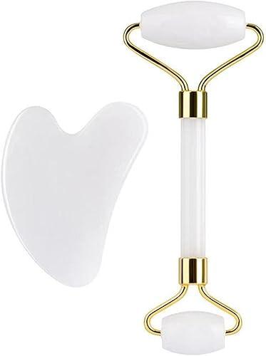 BAWHO Face Massage Jade Roller White Jade Natural Stone Gua Sha Slimmer Lift Wrinkle Double Chin Remover Beauty Care Slimming Tools 1Pcs