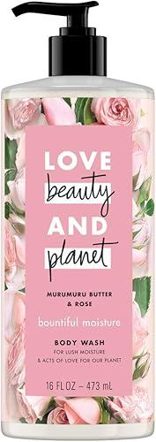 Love Beauty And Planet, Bountiful Moisture Body Wash to Clean Hydrate Skin Murumuru Butter Silicone Free Paraben Free Vegan, rose, 16 Fl Oz