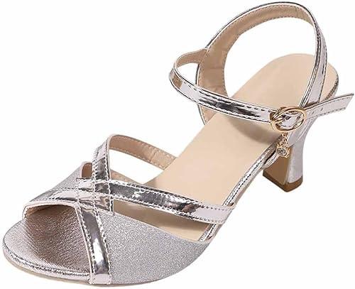 Women's Dance Heels Sparkly Peep Toe High Heel Sandals with Ankle Strap Buckle Elegant Wedding Evening Party Dress Shoes