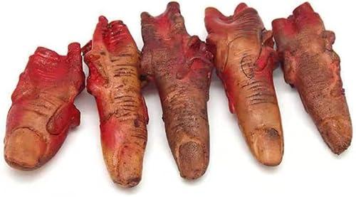 Gadpiparty Broken Finger Toy - Realistic Dark Red Severed Finger Props for Halloween Decor Perfect for Parties and Haunted Houses 10 Pcs
