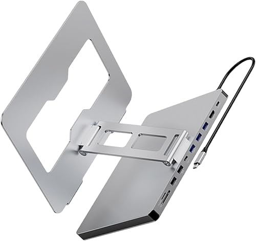 Laptop Stand Docking Station Featuring 10 Port 3USB3.0 PD100W 4K60hz Output Notebook Holder for Business Travelers