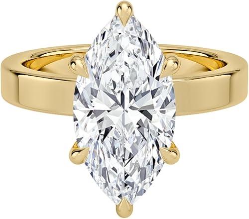 Marquise Cut 10K/14K/18K Gold & 925 Sterling Silver Engagement Rings 1-3 CT Moissanite Classic Solitaire Engagement Rings
