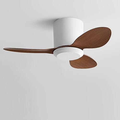 Flush Mount Ceiling Fan No Light Modern Small Ceiling Fans Remote Control 6 Speeds 25 Inch Ceiling Fan Without Lights Quiet DC Motor, 3 Blades For Restaurant Bedroom Patio Indoor
