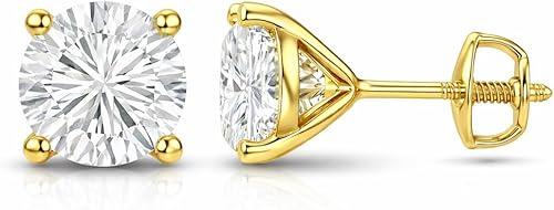The Diamond Deal IGI Certified .50 to 5.00 Carat Round Brilliant Lab-Grown Diamond 4-Prong Stud Earrings in 14k Yellow, White or Rose Gold With Screw Back Closure
