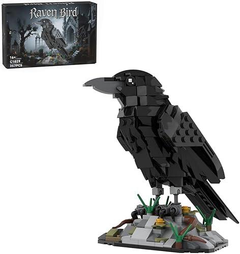 Raven Bird Building Set, 357PCS Bird Model Animal Blocks Set, Collectible Animal MOC with Display Stand, Creative Gift for Christmas