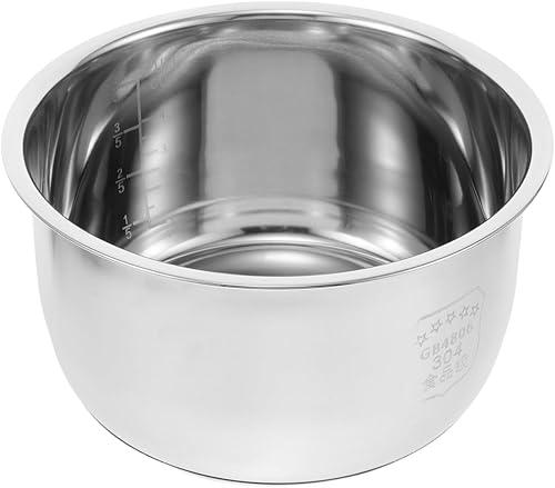 304 Stainless Steel Rice Cooker Inner Pot Non Stick 3L Replacement Cooking Pot Compatible with Electric Rice and Grain Cookers 8.25X8.25X4.33 Inches