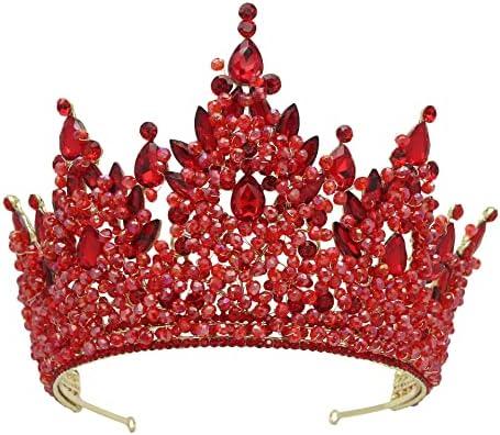 Large Tiaras and Crowns for Women Crystal Tall Pageant Crowns Rhinestone Royal Queen Headband Princess Quinceanera Headpieces for Wedding Birthday Prom Party Costume Cosplay — 25% off