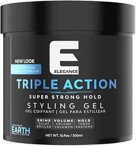 E Elegance Earth Fragrance Triple Action Hair Gel for Men And Women - Super Strong Hold, Extreme Volume, And Long Lasting Shine - Flake Free And Refreshing Fragrance - All Hair Types, 16.9 oz