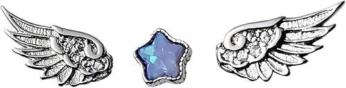 Stylish Five Pointed Star Angel Wing Earrings Set Alloy Stainless Steel Ear Studs Accessories for Women Angel Wing Ear Studs