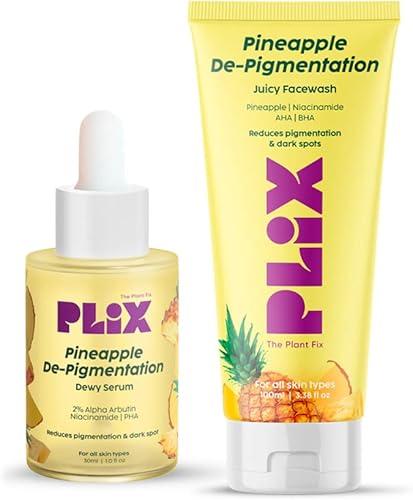 PLIX THE PLANT FIX 5% Pineapple Foaming Face Wash And Serum Combo for Pigmentation & Dark Spots, Dullness, Reveal l Brighter, Even Toned Complexion l All Skin Types