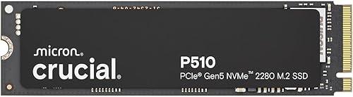 Crucial P510 PCIe Gen5 NVMe 1TB SSD, Up to 11,000MB/s, TLC NAND, Laptop & Desktop (PC) Compatible, for Gamers & Creatives, Solid State Drive – CT1000P510SSD8-01