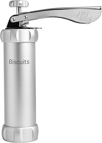 Marcato Atlas Deluxe Biscuit Maker Cookie Press, Made in Italy, Stainless Steel, Includes 20 Cookie Disc Shapes