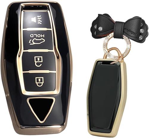Intelligent Key Cover Fit for Mitsubishi Outlander 2021 2022 2023 Soft TPU Prevent Scratch Key 4 Button Black