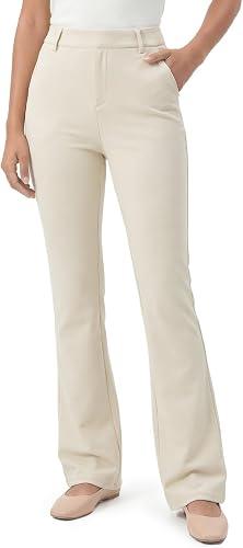 Zylioo Womens Tall Dress Pants 32" 34" Inseam Stretch Yoga Work Slacks Mini Flare Leg Business Casual Leggings