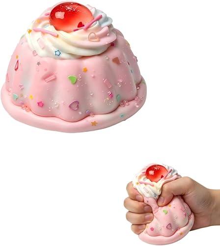 Cherry Cream Cake Squishy Toy,Realistic Slow Rising Squeeze Toy,Soft Sensory Fidget Toy for Stress & Anxiety Relief,Slow Rising Sensory Squeeze Toys Gift Cherry for Adults Desk Decor