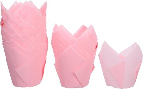 PRETYZOOM 100Pcs Tulip Cupcake Wrappers Liners Greaseproof Baking Cups for Muffins Cakes Party Favors Wedding Birthday Holiday Events 1.96 Inch