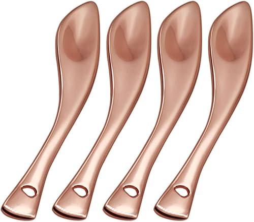 4Pcs Metal Eye Cream Spoons Small Facial Cream Scoop Tools for Precise Application and Clean Skincare Routine Travel-Friendly Cosmetic Spatulas
