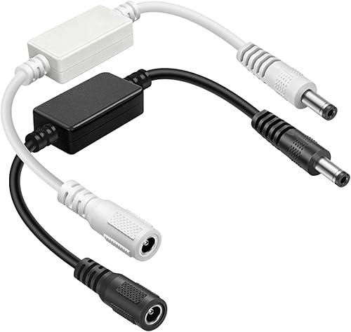 Router Rebooter, WiFi Reset Device, Automatic Restart Cable with DC5521 Male to Female Connector, 24-Hour Smart Timer for Modem, CCTV & Network Gear, Improves Internet Speed (Black and White)