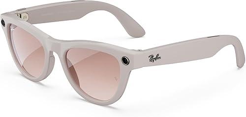 Ray-Ban Meta (Gen 1), Skyler, Shiny Chalky Grey | Smart AI Glasses for Men, Women — 12 MP Camera, Open-Ear Speakers for Audio, Video Recording, Bluetooth — Cinnamon Pink Lenses —Wearable Technology