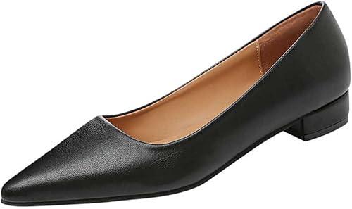 Women's Classic Dressy Low Heel Pointed Toe Casual Plain Flat Elegant Business Commuting Pumps 2026 PU Leather Shoes