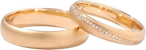 10K 14K 18K Gold Free Engraving Couple Wedding Band for Men and Women,Moissanites/Diamonds Wedding Anniversary Ring Sets for Him and Her Couple Rings Size 3-16