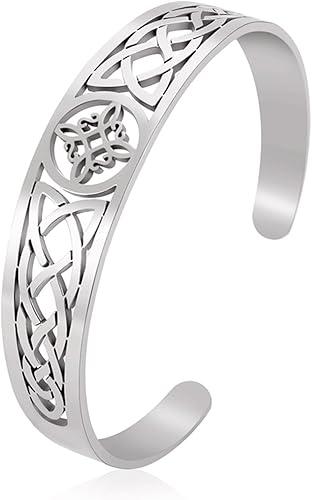 EUEAVAN Witches Knot Bracelet Celtic Knot Nudo De Bruja Bangle Triple Goddess Good Luck Triquetra Trinity Wiccan Amulet Jewelry Irish Witchy Gifts for Women Men