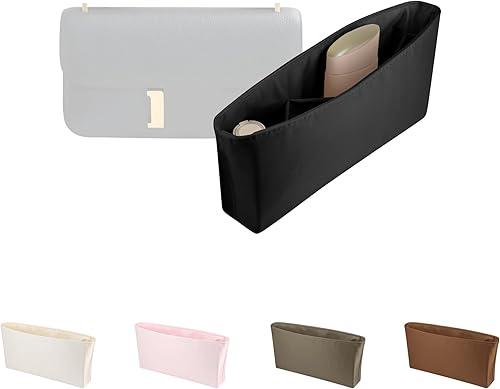 Satin Purse Organizer Insert, Lightweight & Soft Bag Insert with Pockets, Ideal for Travel, Shopping, and Daily Use, Multicolor Options, Fits Constance Elan24(Black, Elan24)
