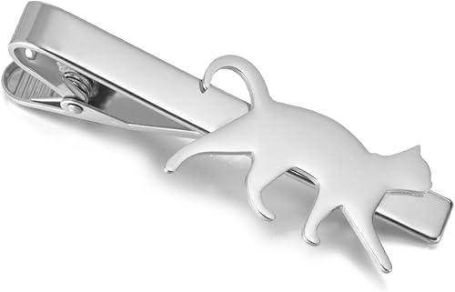 Dreamtimes Funny Cat Dog Tie Clip Stainless Steel Tie Bar Cute Animal Wedding Groomsman Accessories Novelty Business Necktie Clip Holder for Men Women Pet Lovers