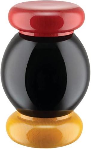 Alessi ES18 Salt, Pepper and Spice Grinder in Beech-Wood, 100 Values Collection, red,Yellow,Black