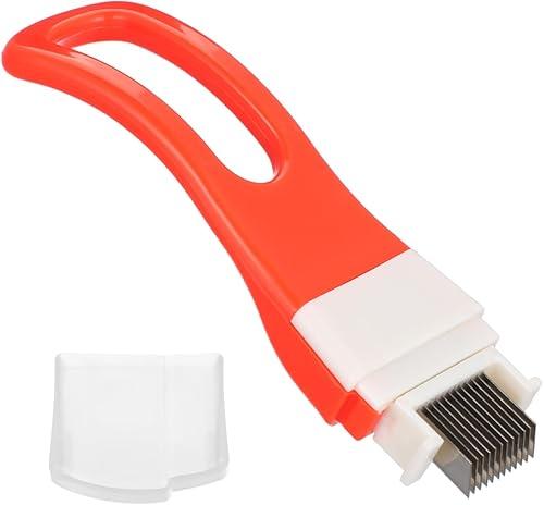 Unomor Green Onion Cutter Vegetable Slicer Scallion Shredder Kitchen Tool - Stainless Steel Multi Blade Cutter with Non Slip Handle for Meal Prep Salad Garnish Chili Cooking