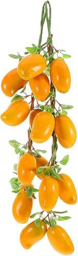 Artificial Mango Hanging Strings, 2 Bunches Lifelike Fake Mangoes Foam Plastic Decorative Fruit for Home Kitchen Farmhouse Decor and Holiday Displays