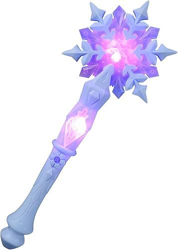 Light Up Snowflake Wand, LED Glow Stick, Princess Theme Cosplay Prop for Kids, Halloween Party Favors, Christmas Decoration, 12.59 Inch