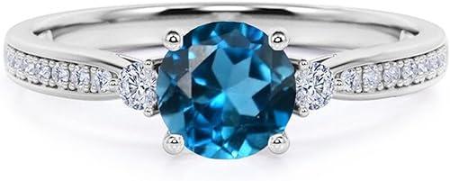 10K 14K 18K Gold Round Cut Gemstone Engagement Ring for Women 1CT Gemstone Promise Wedding Anniversary Ring Unique Bridal Ring Jewelry Gifts for Her Size 4-15