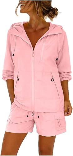 Women's UPF 50+ Sun Shirts Uv Protection Long Sleeve Jacket With Hooded Summer Shorts Set Hiking Fishing Suit