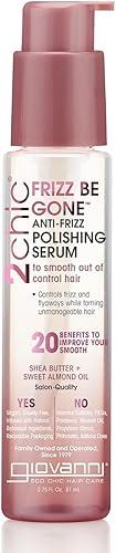 GIOVANNI 2chic Frizz Be Gone Anti-Frizz Polishing Serum - Anti Frizz Natural Hair Smoothing Formula with Shea Butter & Sweet Almond Oil, No Parabens, Color Safe Hair Oil Serum - 2.75 oz