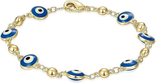 Bohemian Evil Eye Bracelets for Women,14K Gold Plated Adjustable Lucky Turkish bracelets,Valentines Day Jewelry Gifts for Her