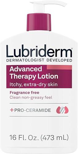 Lubriderm Advanced Therapy Fragrance Free Moisturizing Hand & Body Lotion + Pro-Ceramide, Intense Hydration for Itchy, Extra Dry, & Sensitive Skin, Non-Greasy, Hypoallergenic, 16 fl. oz