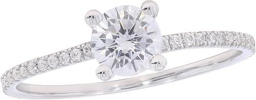 950 Platinum 0.80 Carat Lab Grown Diamond Solitaire Accents Engagement Rings For Women