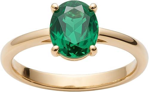 1-5Carat Emerald Solitaire Rings for Women Simulated/Lab Grown Emerald Rings Promise Engagement Wedding Anniversary Ring for Her Size 4-15
