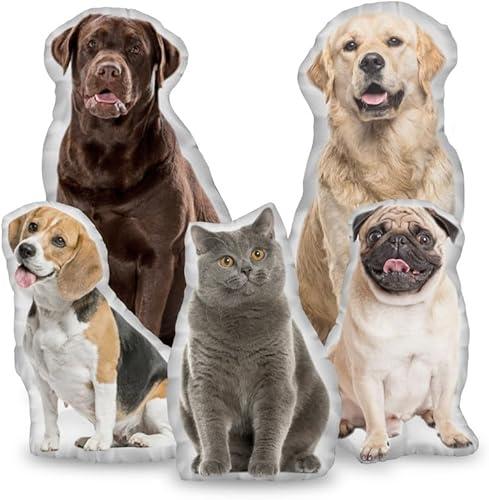 Custom Pet Pillow with Photo - Personalized Face Dog Cat Shaped Pillow - Personlized Pet Memorial Gifts for Loss of Dogs - Birthday Gift for Pets Lover - White Elephant Gift for Mom Dad