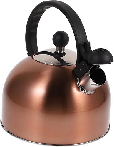 Whistle Teakettle Copper Stainless Steel Kettle for Water Boiling 2.5L Kitchen Teapot Whistle Suitable for Stovetops and Induction Cookers