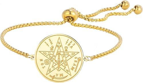 TEAMER Adjustable Tetragrammaton Pentagram Bracelet Solomon Talisman Pentacle Bracelet Protection Jewelry For Women Men
