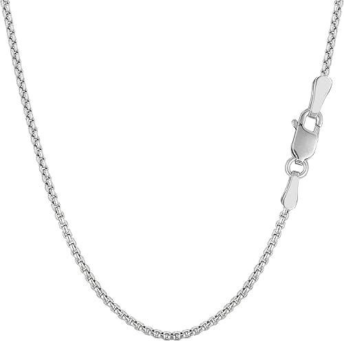 Jewelry Affairs 14k White Gold Round Box Chain Necklace, 1.4mm
