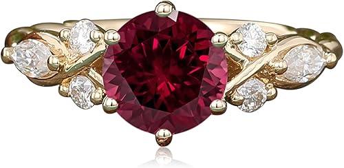1CT Round Gemstone Engagement Rings Solid 10K/14K/18K Yellow Gold Twisted Vintage Vine Wedding Bridal Anniversary Proposal Ring for Her