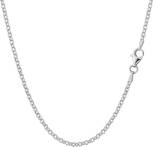 Jewelry Affairs Sterling Silver Rhodium Plated Rolo Chain Necklace, 2mm