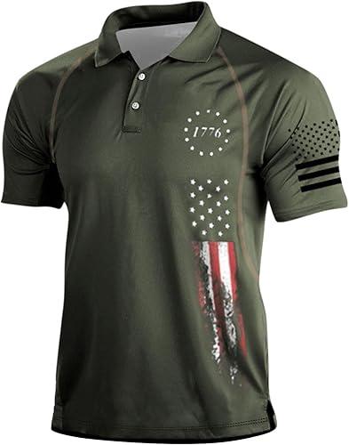 American Patriotic Polo Shirt for Men Golf Shirts Short Sleeve Polos Shirts Summer Shirt Golf Gifts, S-3XL