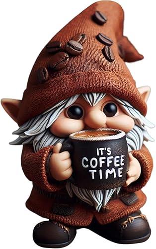 Coffee Gnomes - Resin Handmade Cute Dwarf Statue for Home Decor, Kitchen, Living Room, Bedroom, Office, Desk, Shelf, Farmhouse, Christmas Party, Housewarming, Bar Accessories