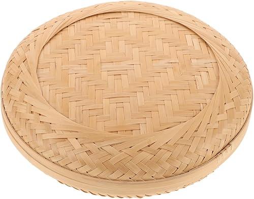 BESTOYARD Bamboo Tea Cake Box, 8.46x8.46x2.16in Woven Storage Organizer for Puerh Tea, Traditional Chest for Home & Kitchen